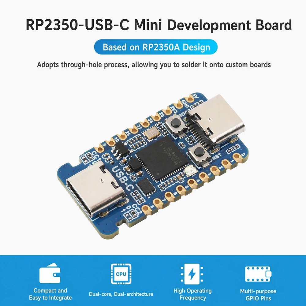 RP2350 USB-C/CM Mini Development Board RP2350A Waveshare Expansion Board Programmable I/O Compatible with USB 1.1 Transmission