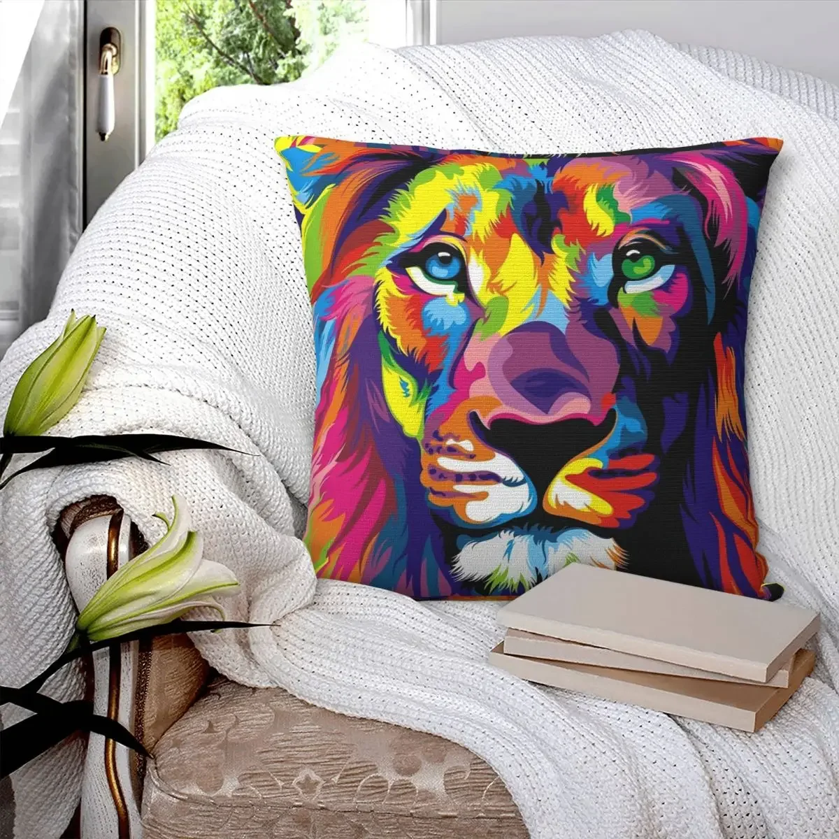 Banksy Rainbow Lion Pillowcase Polyester Pillows Cover Cushion Comfort Throw Pillow Sofa Decorative Cushions Used for Bedroom