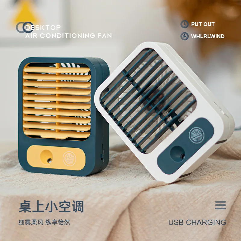 2025 New Mini Air Conditioner Fan, USB Portable Desktop Humidifier & Cooling Spray Fan for Home Office
