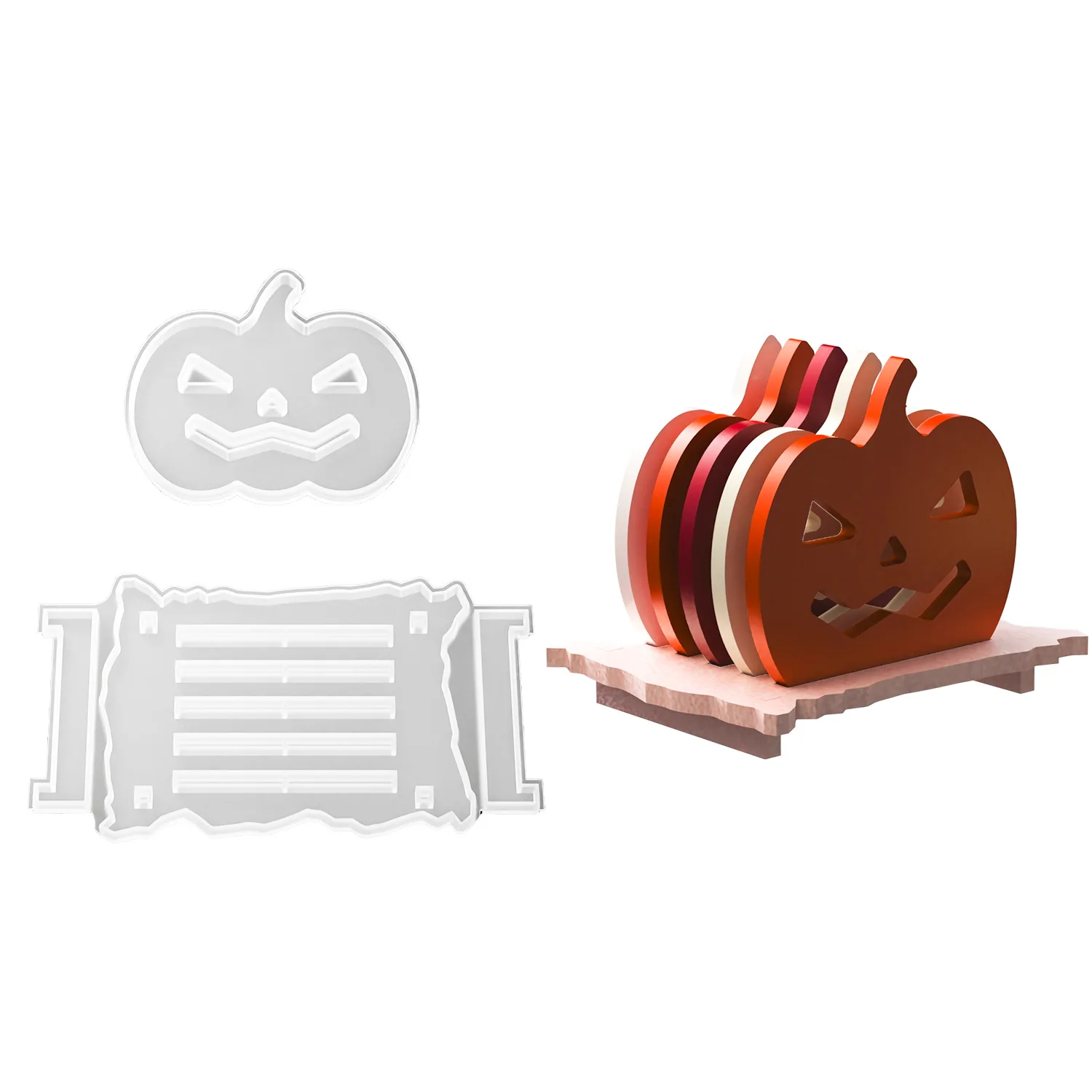 Pumpkin Coaster Cup Mat Silicone Mold Resin Storage Rack Handmade DIY Halloween Crystal Epoxy Resin Gypsum Mold Home Decor