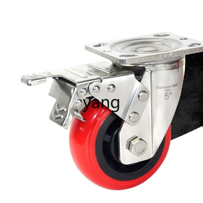 L'm'm304 Stainless Steel Universal Wheel Heavy Duty Polyurethane Caster Corrosion Resistant Silent Elastic Universal Wheel