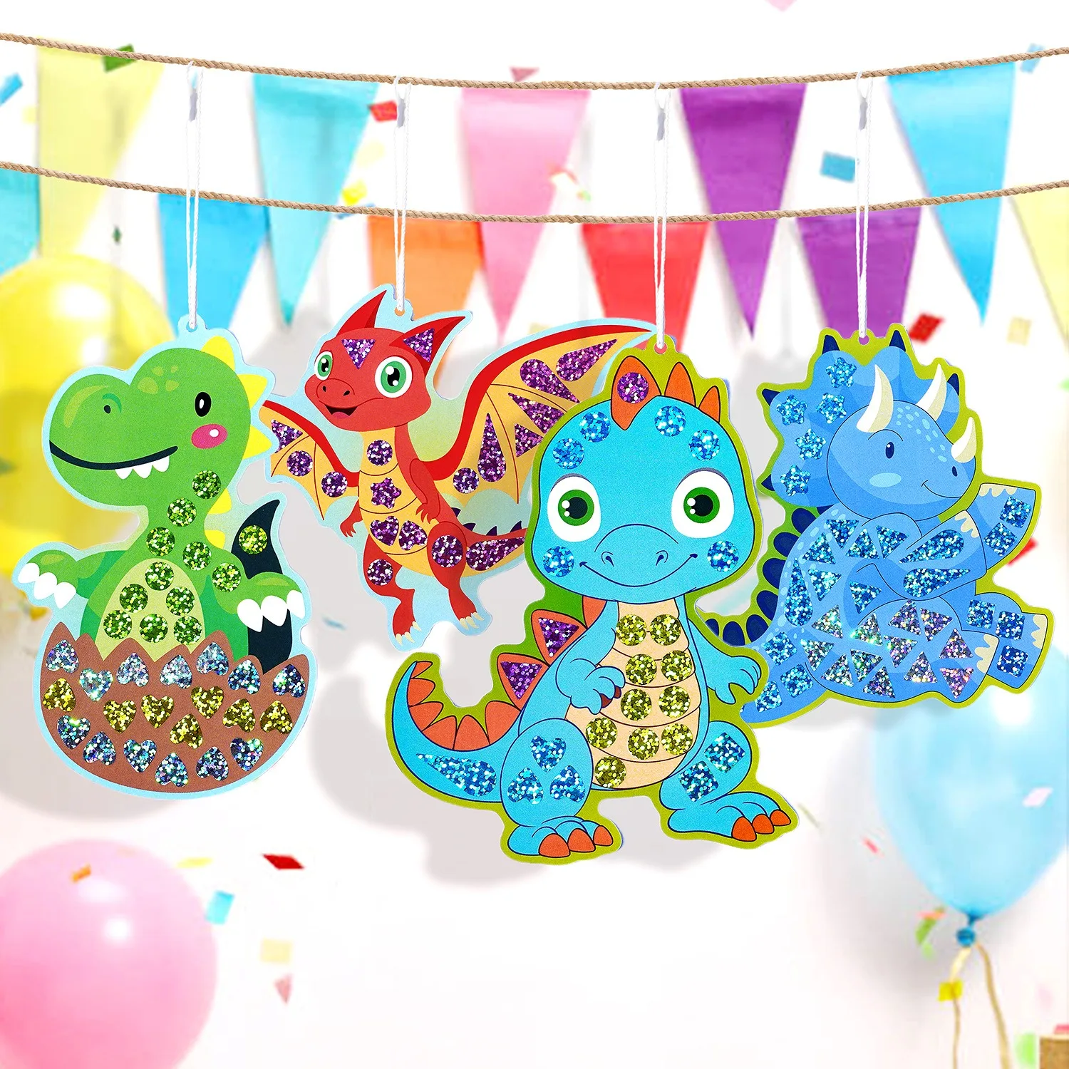 Dinosaur-Themed Mosaic Sticker Set for Children, Educational Early Learning DIY Craft, Shiny Mirror Coloring Toy, Adhesive Stickers for Baby's Creative Painting