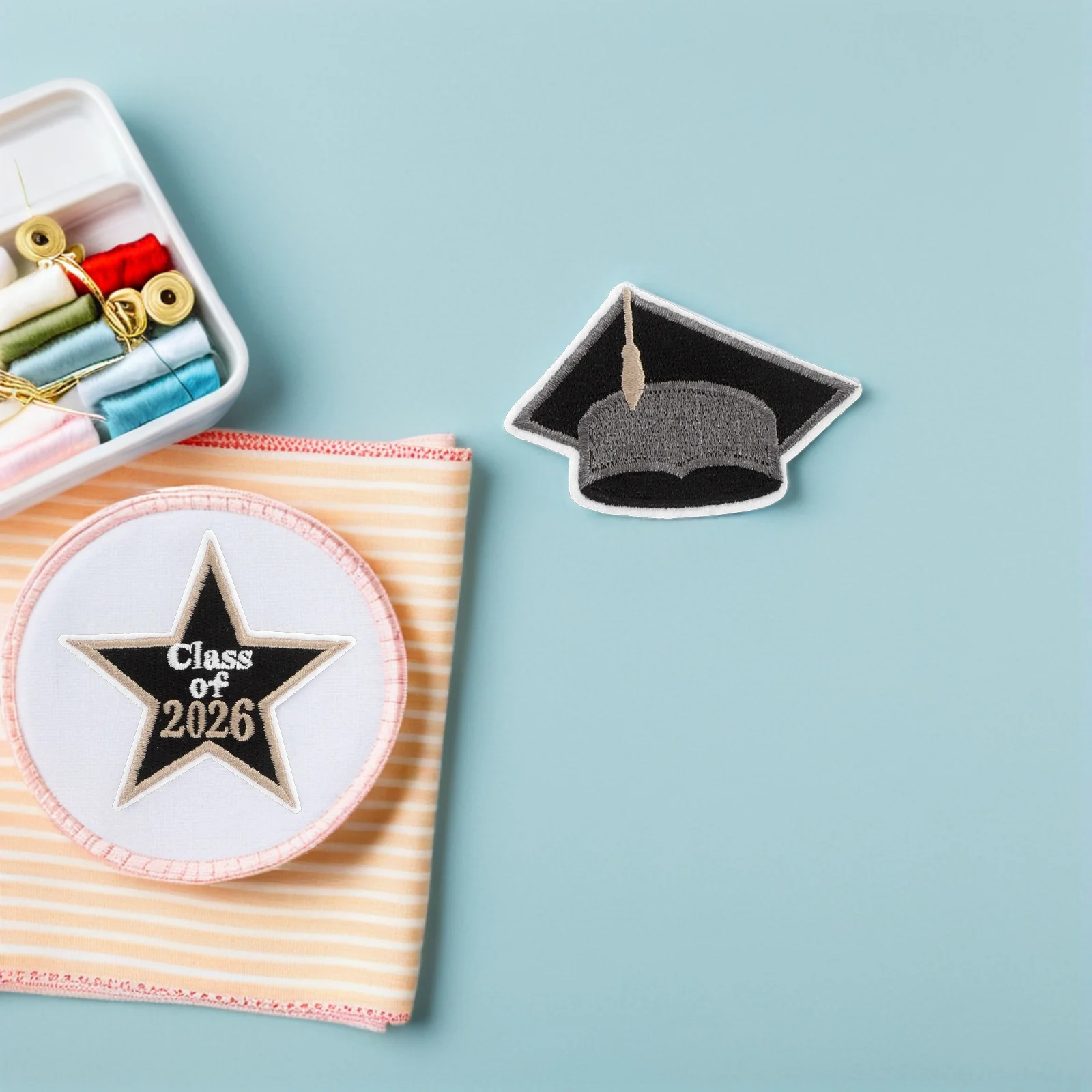 

6pcs Embroidered Patches Iron On Class Of 2026 Graduation Applique For Backpack Jeans Hats Jackets Clothing Sew On Diy Repair