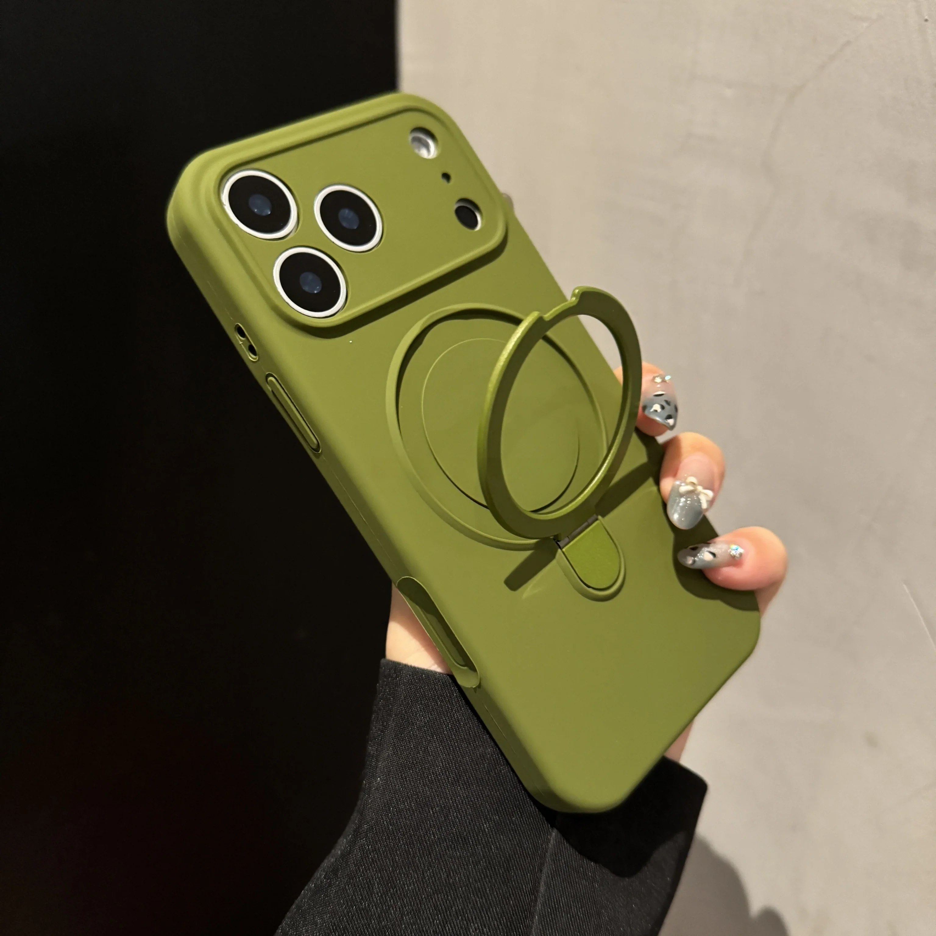 Flüssige Silikon-Handyhülle mit magnetischer kabelloser Aufladung für Apple IPhone 17 Air 16 15 Pro Max Plus, stoßfeste Abdeckung mit Ständer