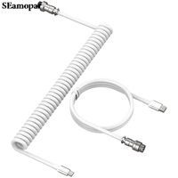 Coiled Keyboard Cable Type C To USB-A Mechanical Keyboard Cable Detachable Metal Aviator Double Sleeved Wire For Gaming Keyboard