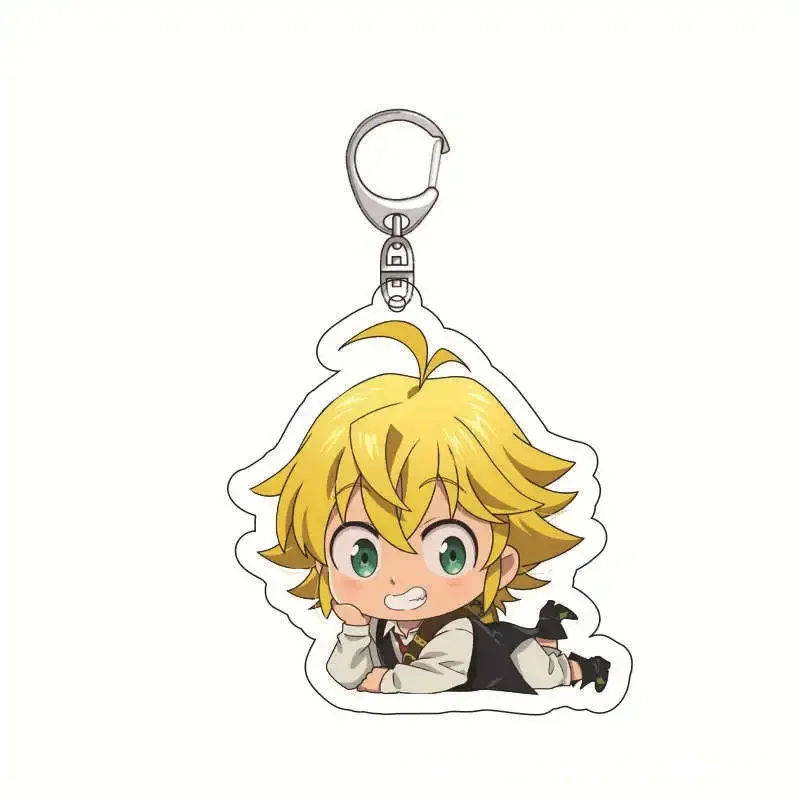 Japan Anime The Seven Deadly Sins Keychain Cute Figure Meliodas Elizabeth Liones Diane Pendant Car Key Ring Bag Charm Fans Gift