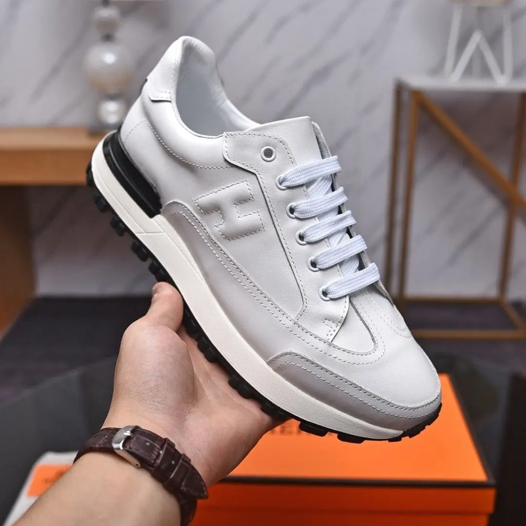 

2025 Men's Trendy Genuine Leather Retro Sneakers, Versatile Breathable, Casual Sports Shoes for Travel & Daily Matching
