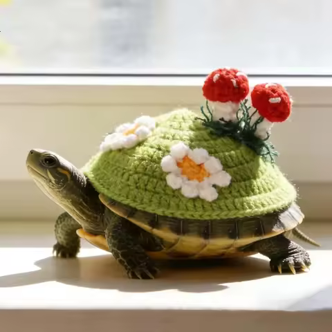 Funny Handmade Turtle Knitted Sweater Warm Decorative Turtle Costume Adjustable Love Heart Pet Tortoise Clothes Winter Season