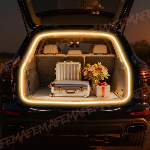 Модифицированная подсветка багажника для Porsche Cayenne/Panamera/Macan, атмосферная подсветка, белый/теплый белый свет, светодиодная лента для заднего багажника.