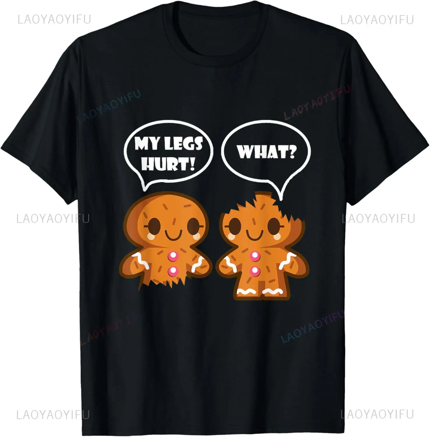My Legs Hurt What Funny Christmas Gingerbread Man T-Shirt Streetwear Individuality Unisex Summer Streetwear Tops