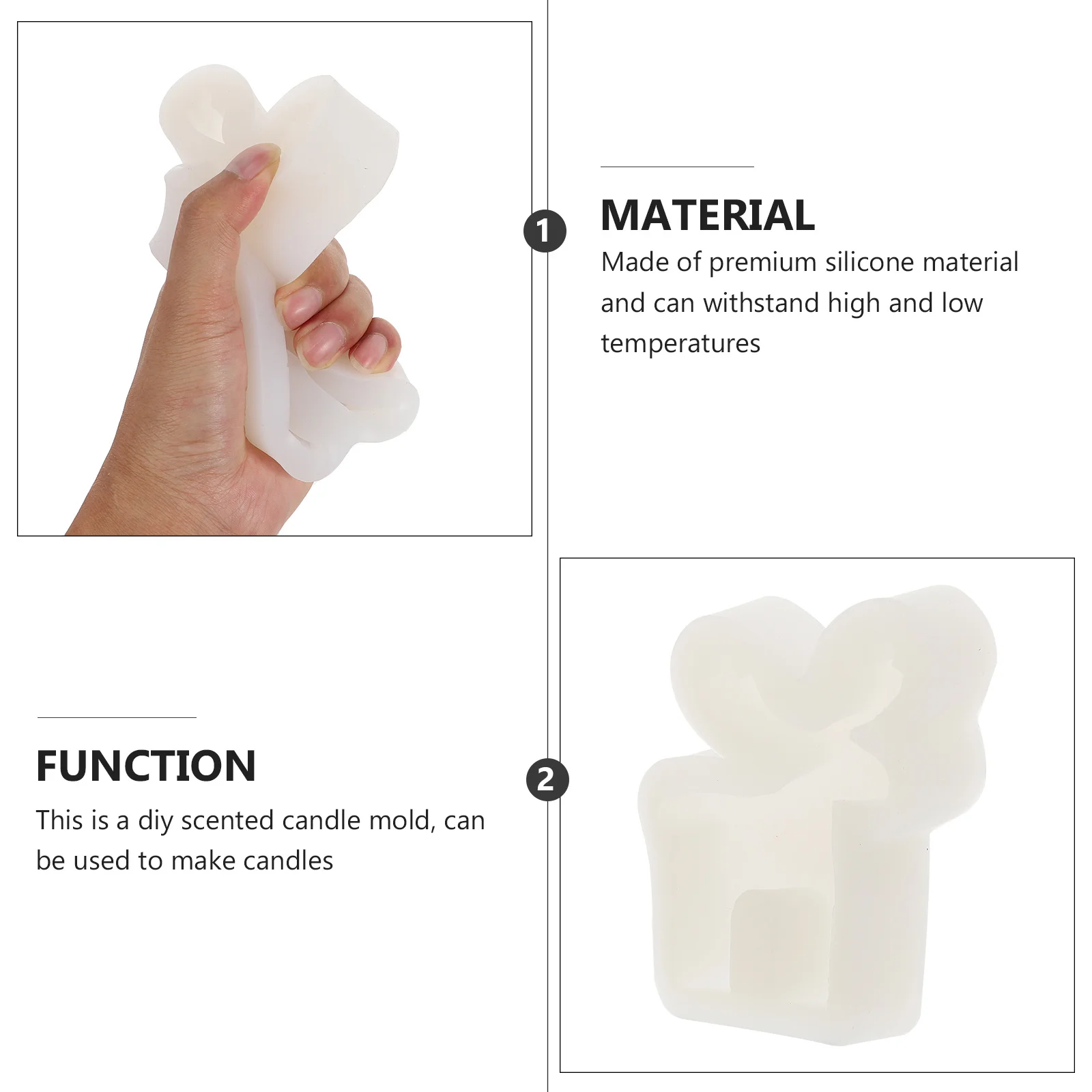 

Silicone Elk Shaped Mold for Handmade Scented Candles Soap Making DIY Craft Supplies Reusable Non Stick Easy Clean