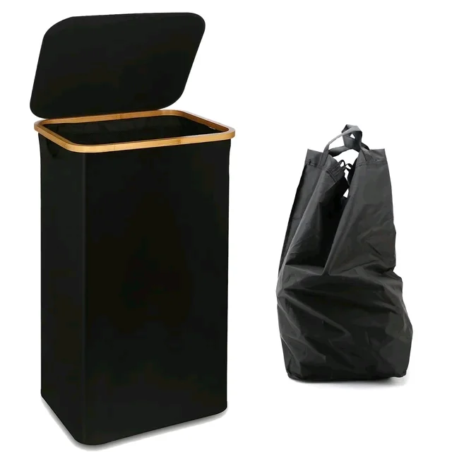 

！@Combohome Bamboo Laundry Hamper with Lid Handle Water-proof Dirty Clothes Basket for Bedroom Bathroom Collapsible Large Basket