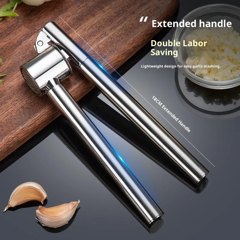 

Manual Stainless Steel Garlic Press Clamp Peel Foam Stir Paste Crush Garlic Tool Kitchen Gadget