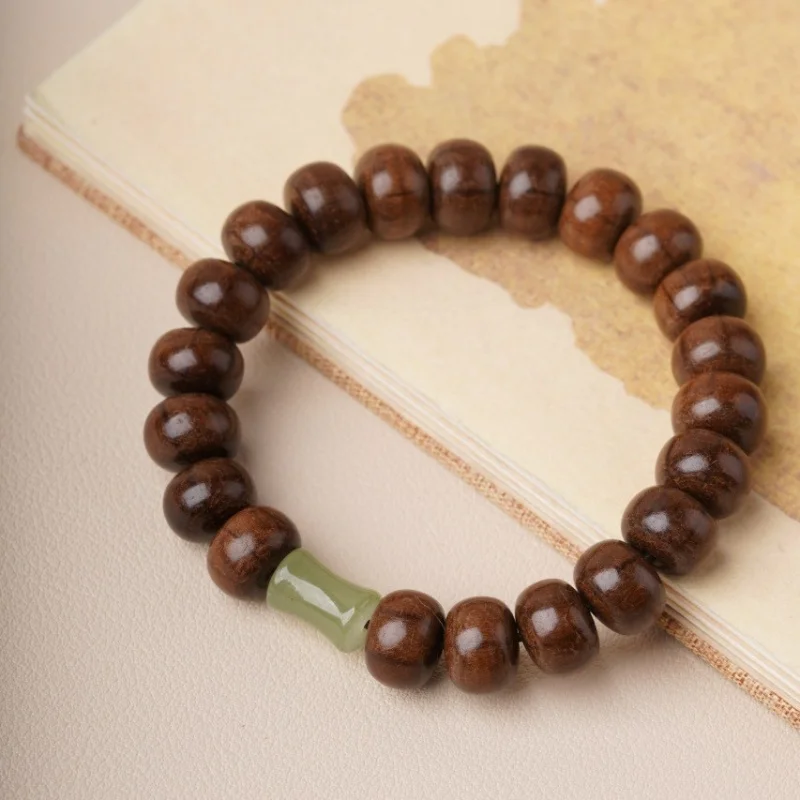 

Six-rod wood Buddhist bead bracelet made from old material, with high-top beads for good fortune, natural wealth-attracting, vin