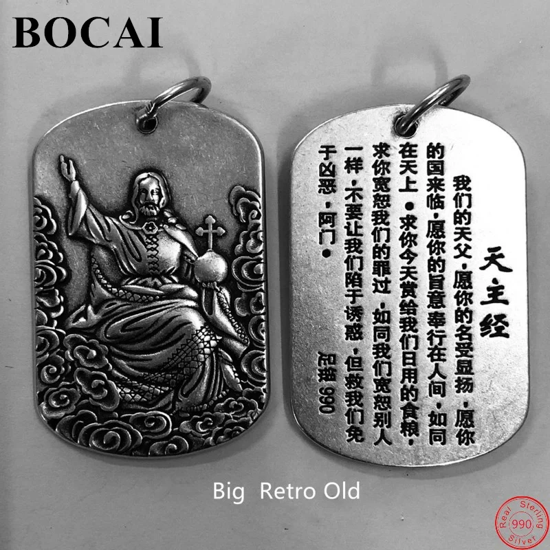 BOCAI S990 Sterling Silver Pendant for Men Women New Fashion Catholic Sacred Objects Fashion Classic Patron Saint Free Shipping