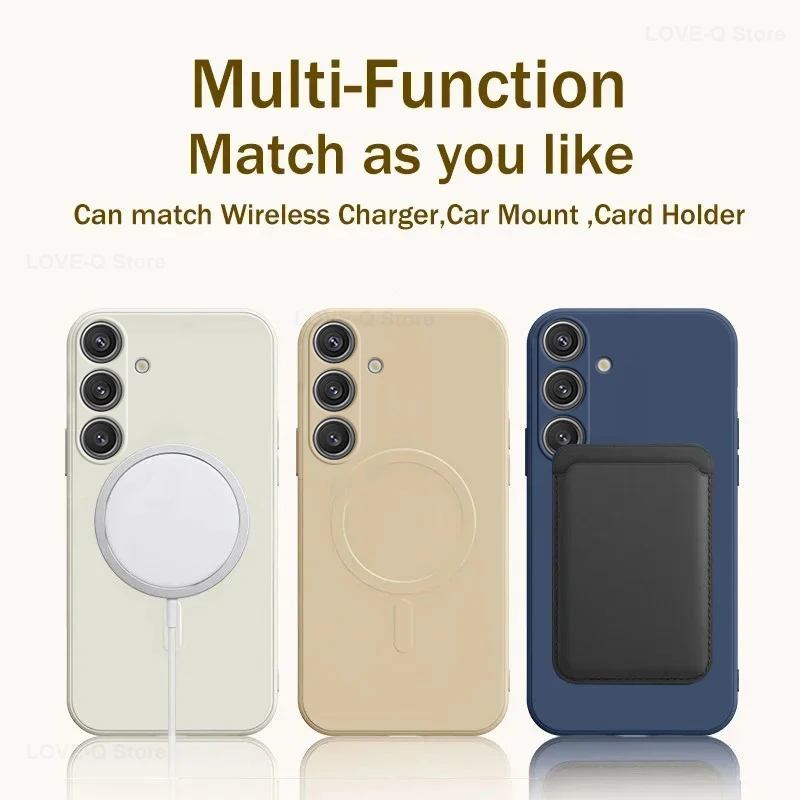 For Magsafe Magnetic Wireless Charge Case For Samsung Galaxy S25 S26 S24 S23 S 25 Ultra Plus FE Soft Cases Liquid Silicone Cover 썸네일 5