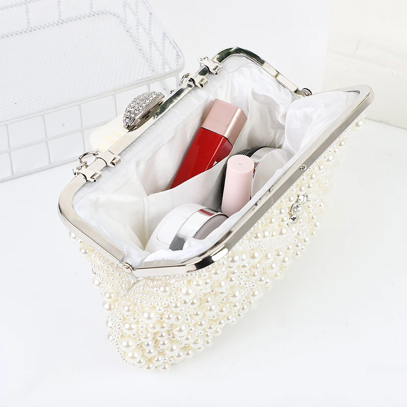 Diamond Carrying Bag Versatile Beaded Evening Dress Popular Fashion Metal Chain Shoulder Bag Handmade Beaded Embroidery Bag