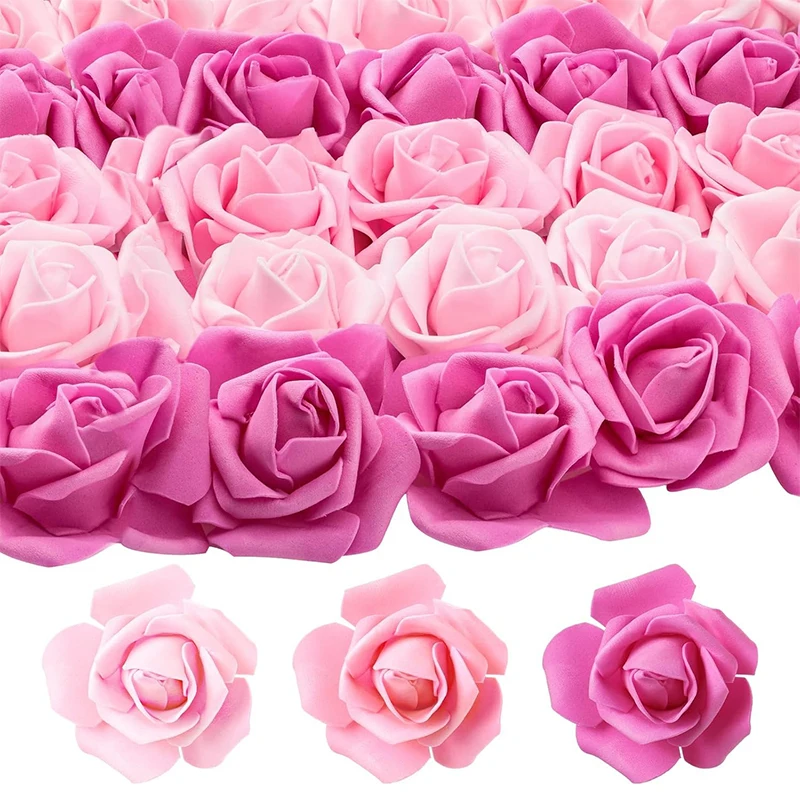 

50Pcs Pink Artificial Bulk Rose Flowers PE Fake Flower for Home Room Dceor Wedding Party Halloween Thanksgiving Christmas Decor