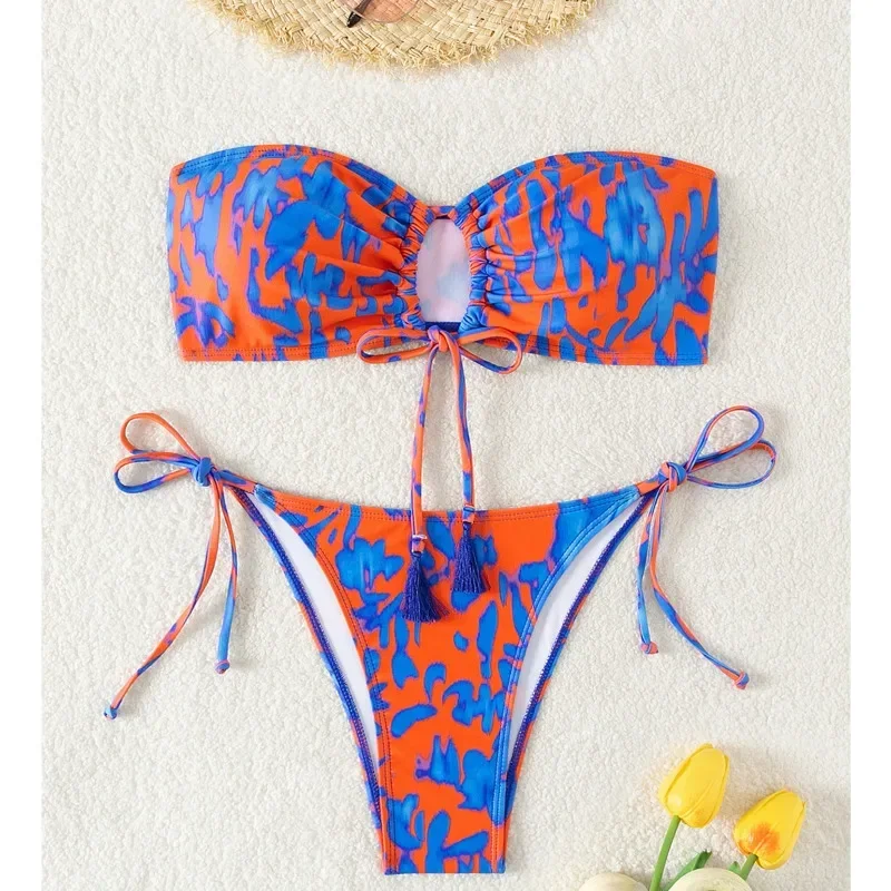 Nowy nadruk Seksowne bikini Stroje kąpielowe Stroje kąpielowe damskie Push Up Stroje kąpielowe damskie Stroje kąpielowe Brazylijskie bikini Zestaw kąpiących się w basenie