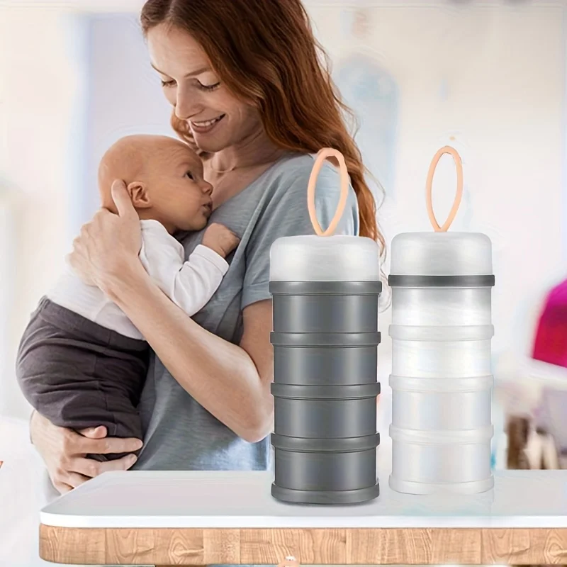 Four-Layer Milk Powder Box Black And White Colors PP Material Baby Nutrition Storage Container