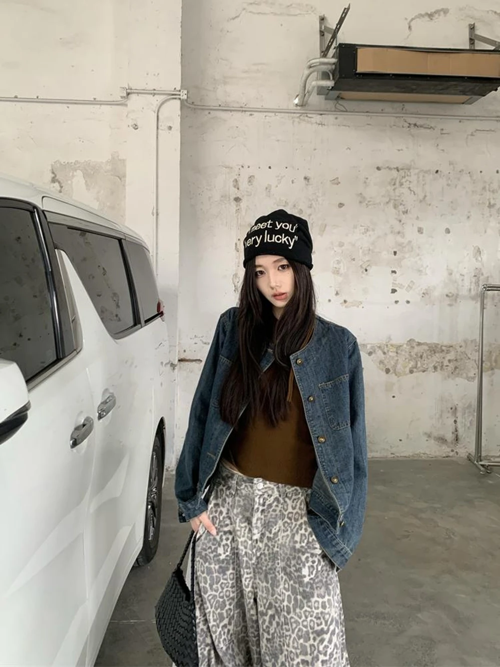 

Denim Coat Pink Flowers Womens Summer Beachwear Minimalist Hollowed Out Balloon Sleeved Open-Front Knitting Jackets Distressed