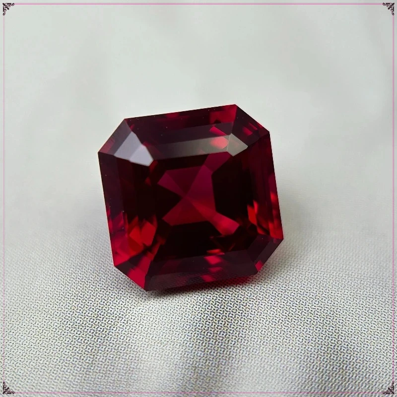 

M-Lab Grown Ruby Stone Pigeon Blood Red Asscher Cutting Charm Bead R Daily Matching DIY Jewelry Optional AGL Certificate