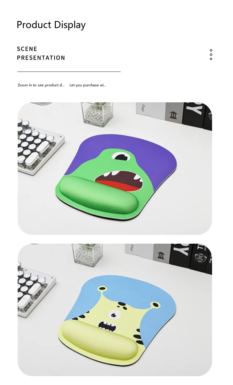 Schaumstoff-Handgelenkauflage Mauspad 6 Farben Büro Gaming Ergonomische Rutschfeste Schreibtischunterlage Niedliches Muster – Detail 8