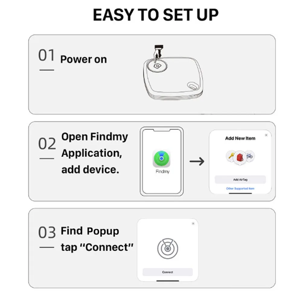 Dispositivo Sem Fio Anti Lembrete Perdido, Compatível com Apple Find, Meu Compatível Bluetooth, Compatível com iOS, Apenas Chave do Carro, Pet, Kids Finder