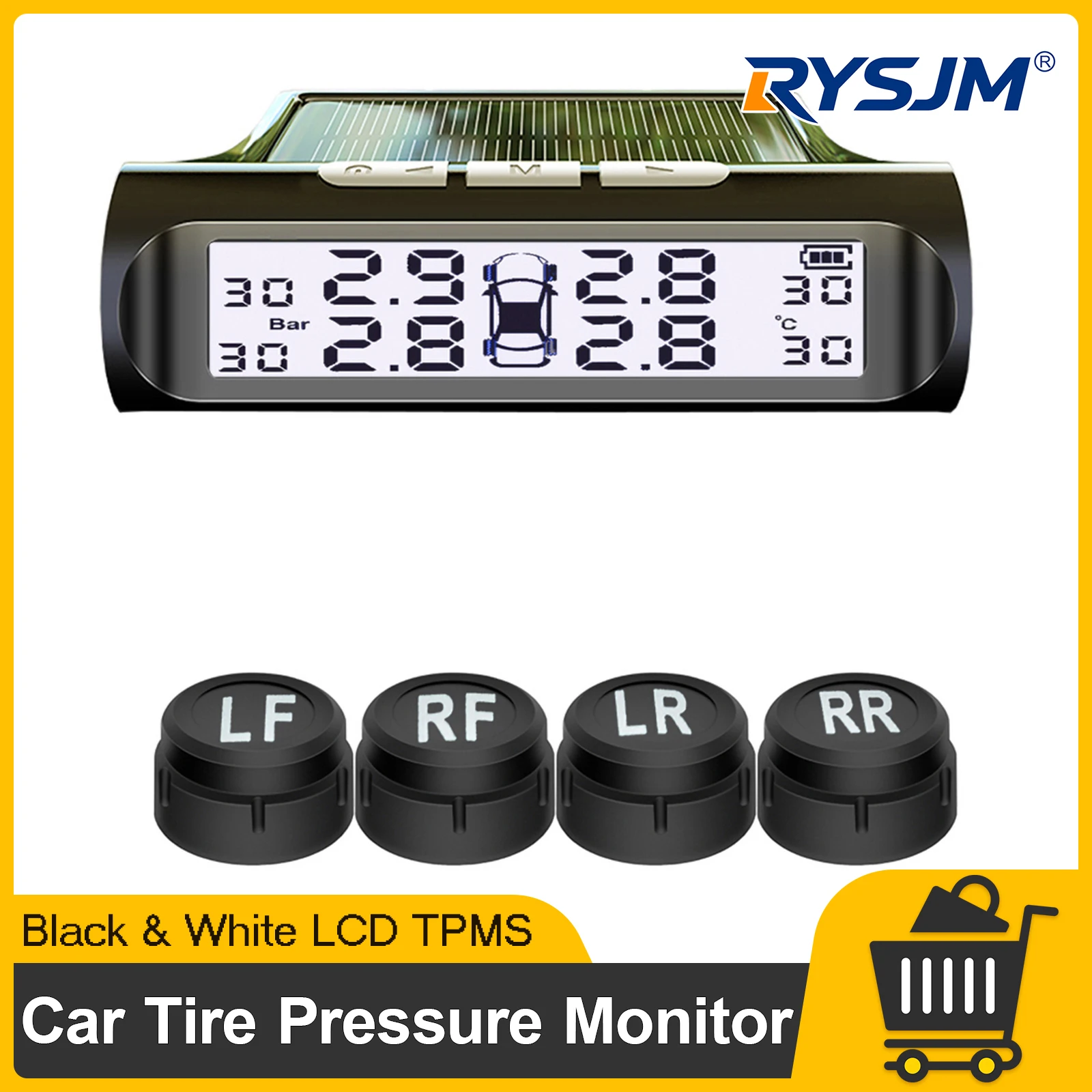 2026 Auto TPMS With 4 External Sensor Digital LCD Display Tyre Pressure Monitoring Tester for Car Security Alarm