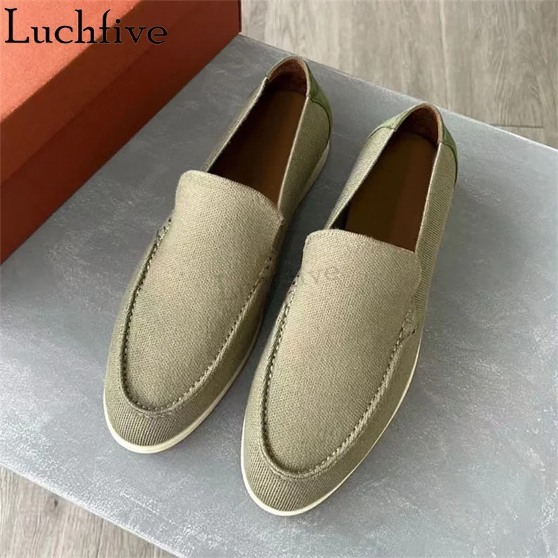 Luxury Low Top Knitted Sneakers Flat Shoes Men Round toe Comfort Runway Single Shoes Hot Selling Casual Brand Walk Shoes Man