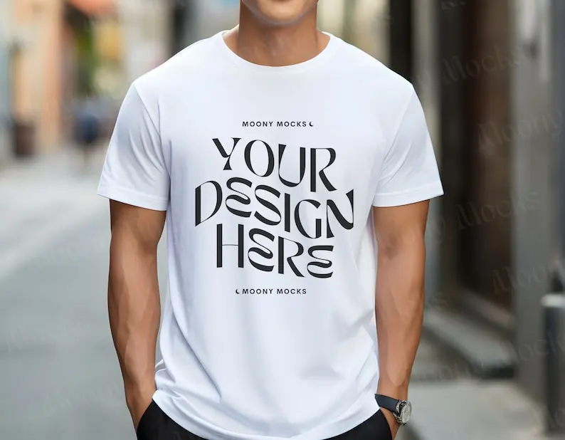 Bella Canvas 3001 White Tshirt Mockup Male Shirt Mockup Male Model Outdoor Mockup White Shirt Mock Man BC3001 Tshirt Aesthetic L