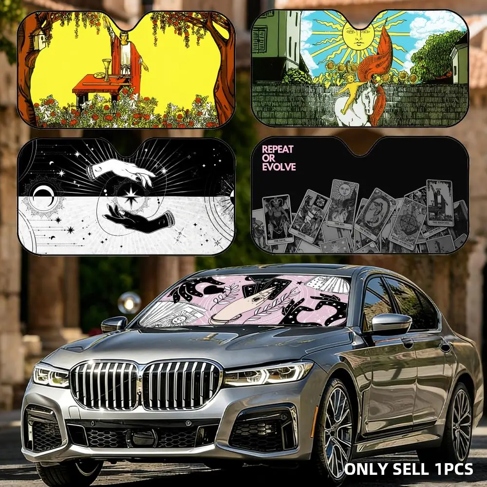 

Tarot Card Art Sun Visor Car Windshield Sun Shade Front Window Sunshade UV Block Heat Insulation Cover Parasol