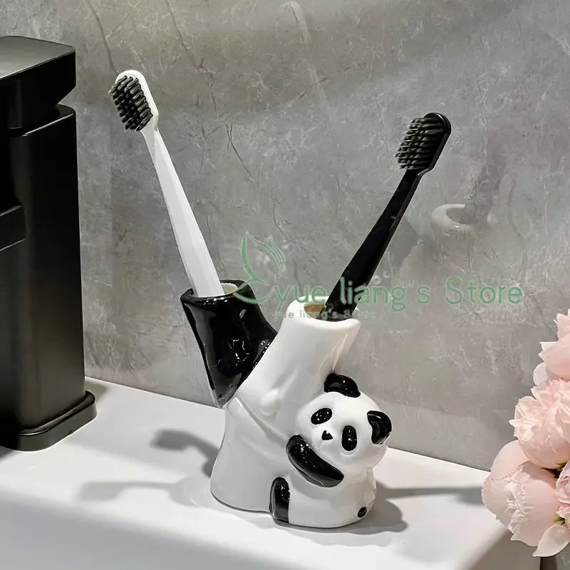 

Panda Ceramic Storage Rack, Bathroom Sink, Washbasin Storage Rack, Couple Toothbrush and Toothpaste Rack