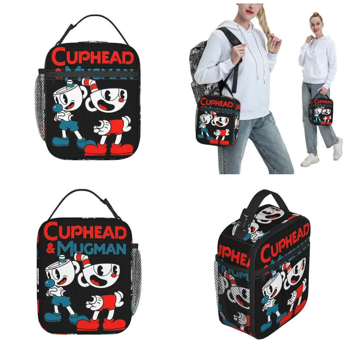 Custom Insulated Lunch Bags Cuphead & Mugman Retro Games Merch Food Box New Arrival Cooler Thermal Bento Box For Work