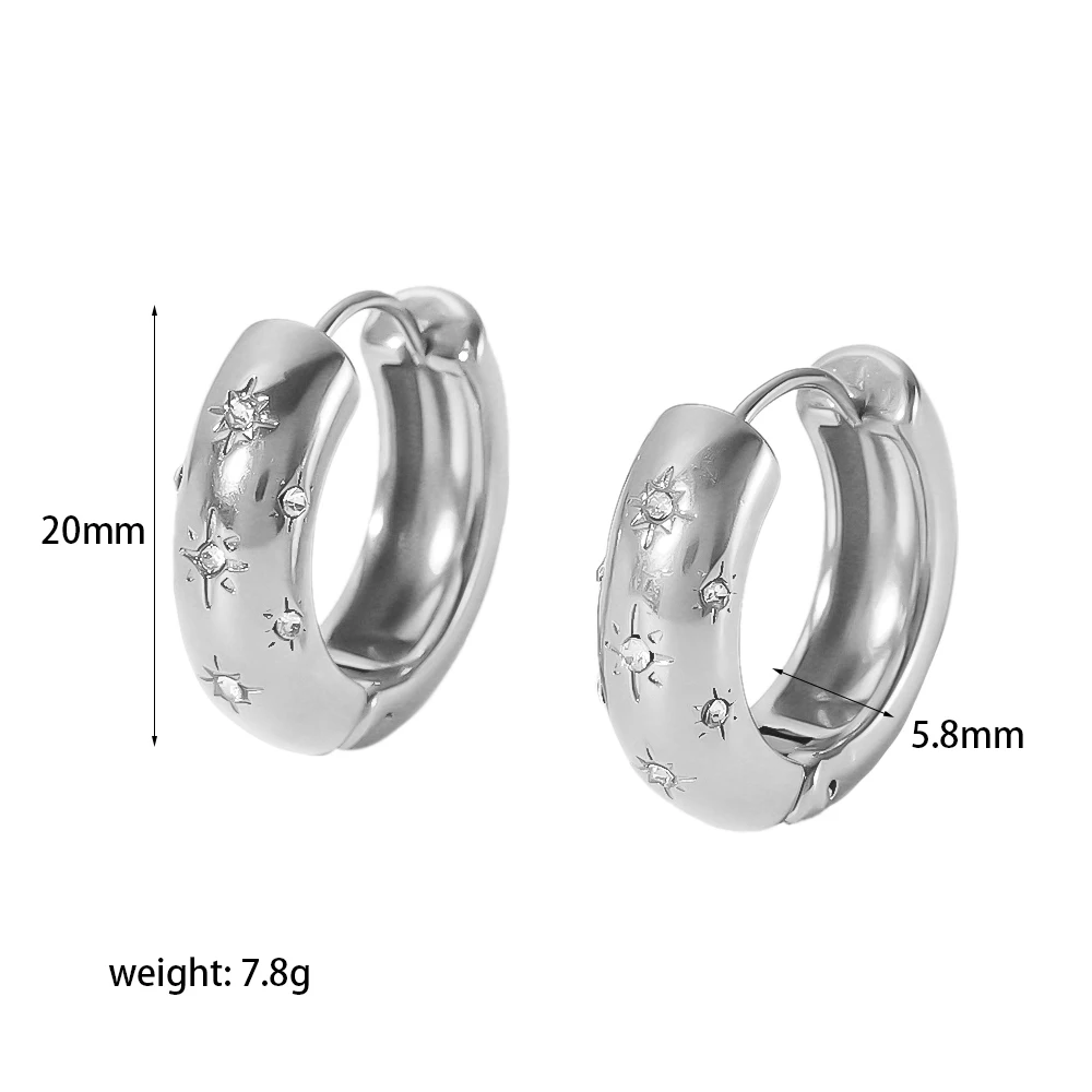 Großhandel Modische Zarte 18K Vergoldete Edelstahl-Ohrringe Minimalistische Chunky Farbige Zirkon-Huggie-Ohrringe für Damen – Detail 9