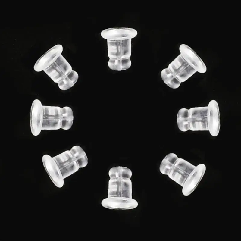Soft Clear Silicone Rubber Earring Backs, Safety Stopper, Acessórios de Jóias, DIY Ear Plugs Cap, 100Pcs por lote