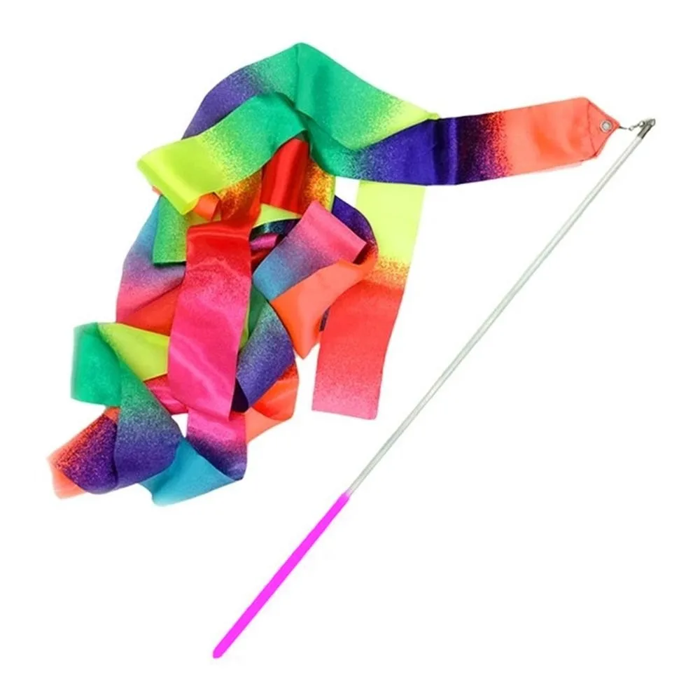 Twirling Rod Gymnastics Ribbons Gradient Colors Professional Ballet Streamer 2m 4m Rhythmic Dance Ribbon Children
