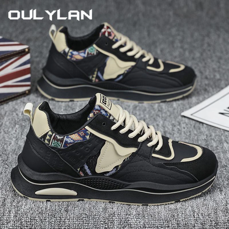 Oulylan Fashion أحذية الجري ذات الألوان المختلطة كاجوال مريحة وناعمة أحذية رياضية للرجال متعددة الاستخدامات من البولي يوريثان مقاومة للماء