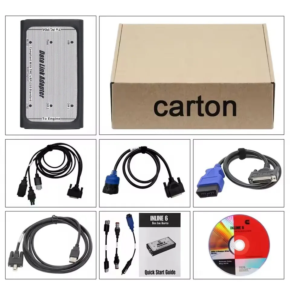 For Cummins INLINE 6 Data Link for Heavy Duty Adapter Truck Diagnostic Tool OBD2 Cable for Cummins Insite OBD 2 Diagnosis Tool