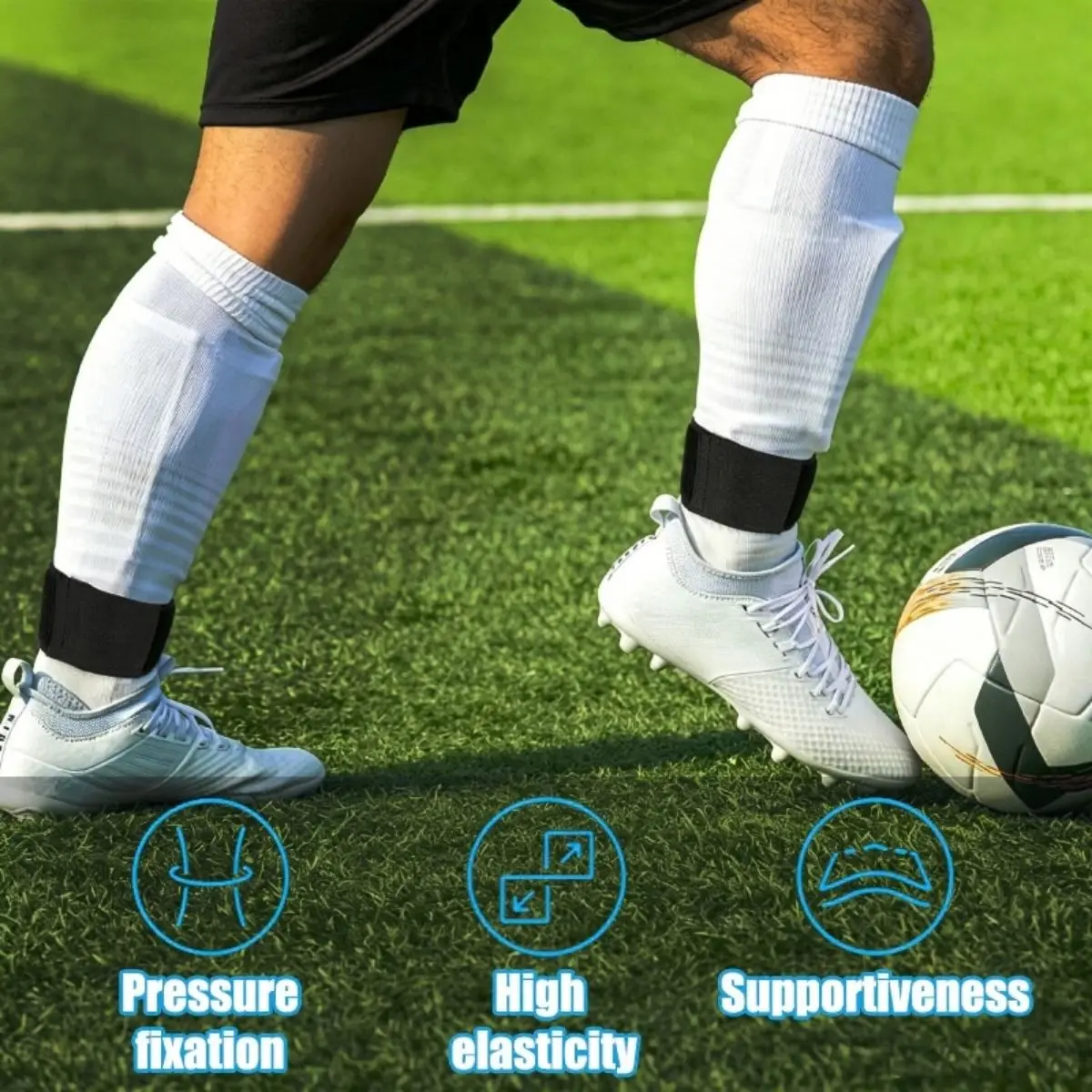 2Pcs Soccer Shin Guard Strap Anti Slip Sports Football Shin Straps Fixed Legging Bands for Shin Guards Ankle Guards Support