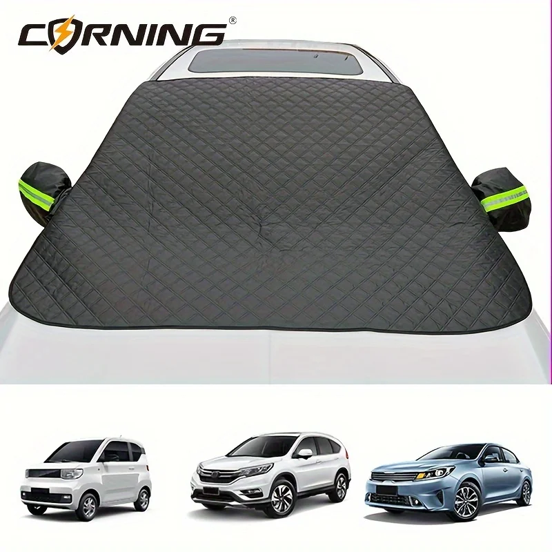 Universelle Auto-Windschutzscheibenabdeckung, Sonnenschutz, Schnee- und Frostschutz mit reflektierenden Streifen und Radhaken für Autos, SUVs, Allwetter-Schutz. – Detail 4