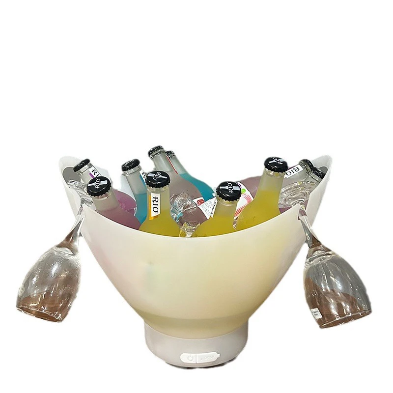 

Light Emitting Diode Clear Plastic RGB Color Changing Ice Bucket Party Sustainable Beer Cooler Bucket