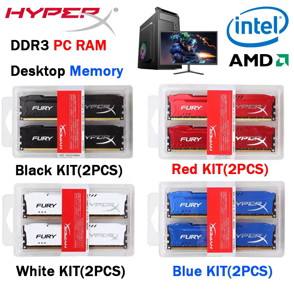 

HyperX DDR3 Desktop PC RAM Memory 16GB 8GB KIT 2x8GB 1600MHz 1333MHz 1866MHz DIMM PC3-12800 10600 PC3-14900 1.5V 240Pins PC RAMs