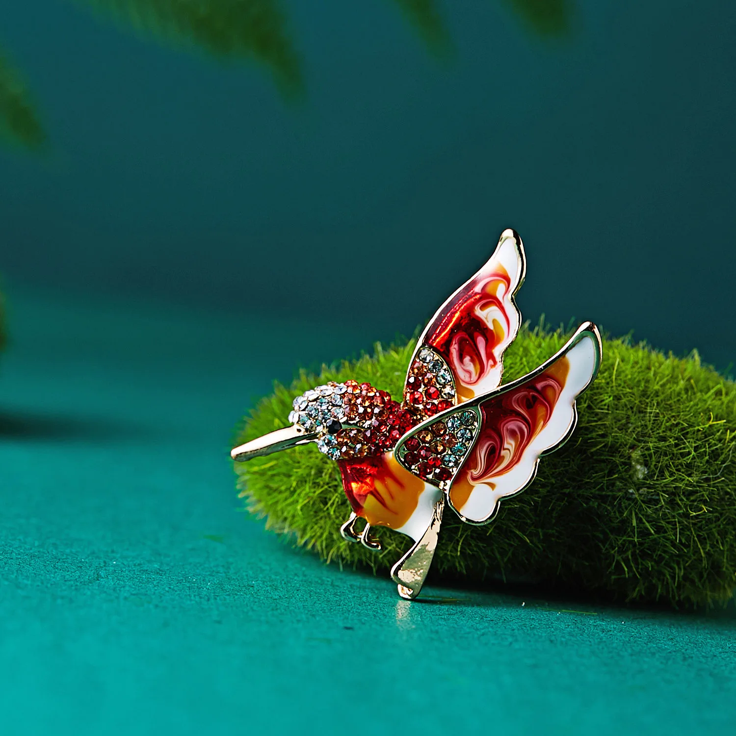 Rinhoo Voll Strass Flying Vögel Brosche für Frauen Lebendige Vogel Schlenker Runde Perlen Tier Revers Pins Hummingbird Abzeichen Corsage – Detail 32