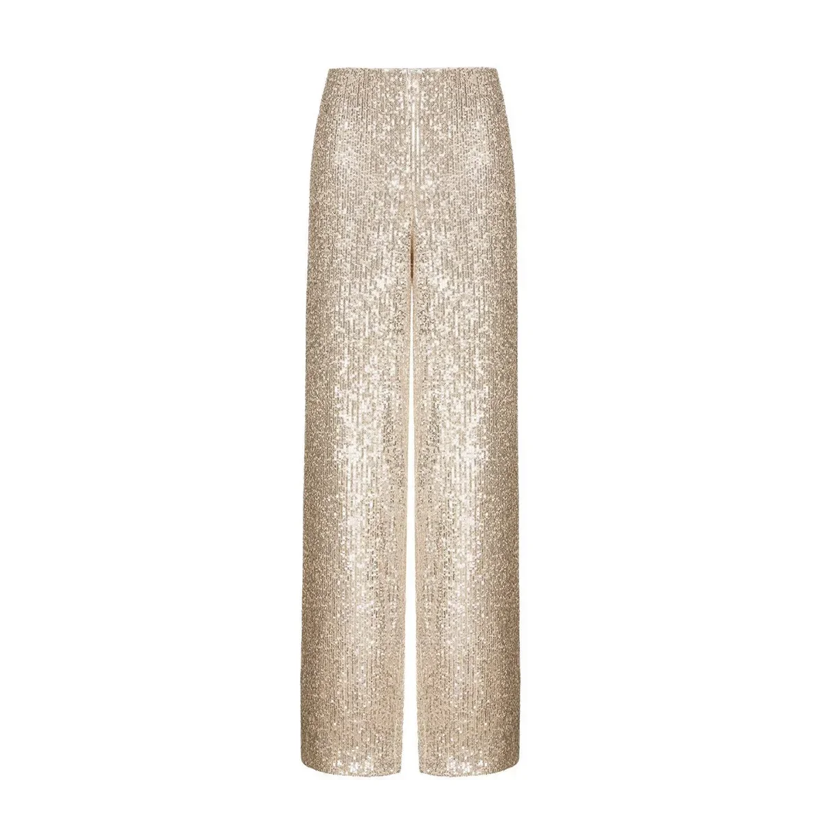 Elegant Silk Sequins Women Pants 2023 Midi Waist Loose Long Pants Streetwear Classic Trousers Fashion Female Clothing