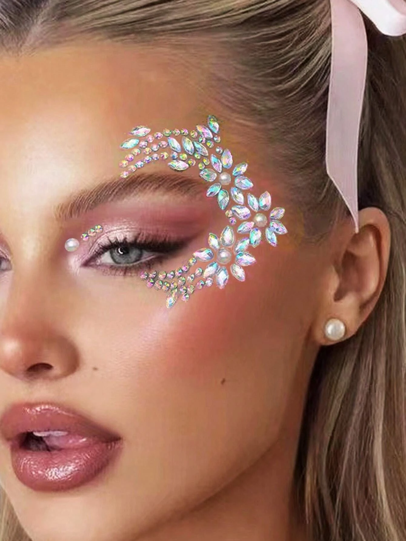 1/3 قطعة مجوهرات عين حجر الراين المثيرة ، ملصقات ديكور من حجر الراين المتلألئ ، مادة ABS ، مكياج تنكري لمهرجان الموسيقى