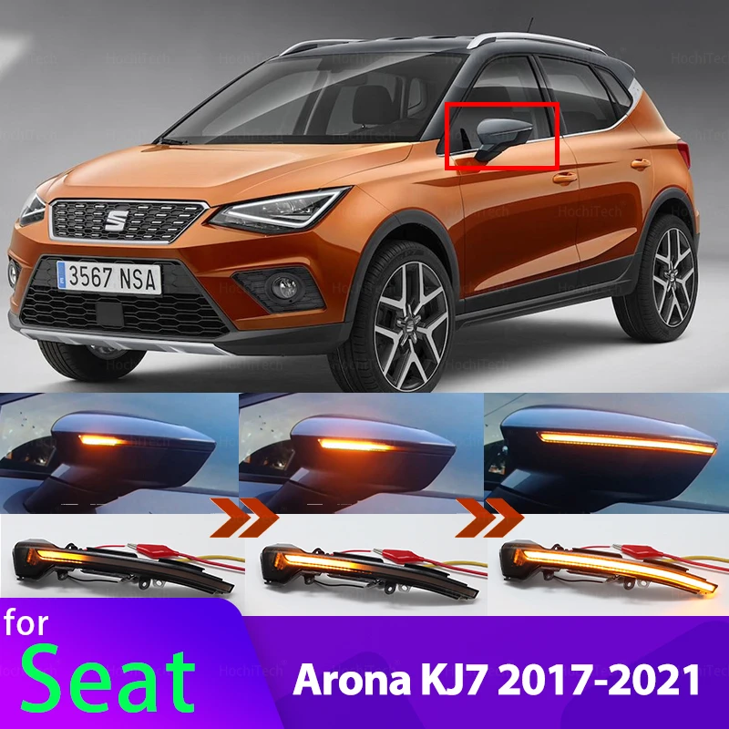 Dynamic Scroll LED Turn Signal Light Sequential Rearview Mirror Indicator Blinker Light for Seat Arona KJ7 2017- 2021