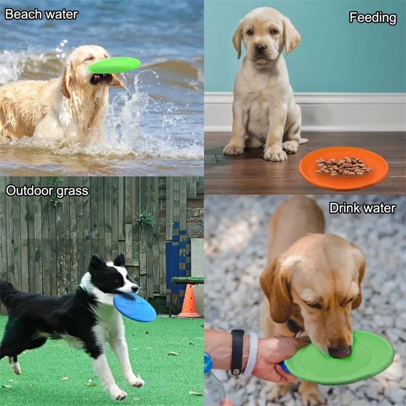 15/18/22cm Fashion Dog Toy Flying Discs Pet Dogs Silicone Game Trainning Interactive Puppy Toys Puppy Pet Supplies