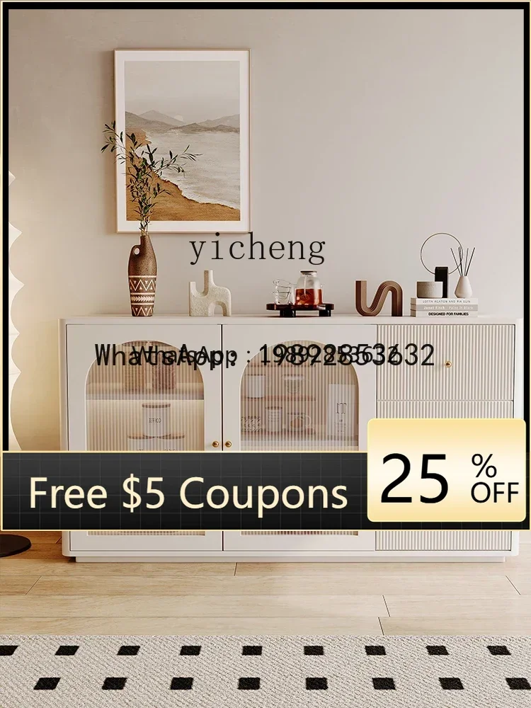 

BB Cream Style Dining Side Cabinet Solid Wood Locker Living Room Integrated Wall Entrance Cabinet