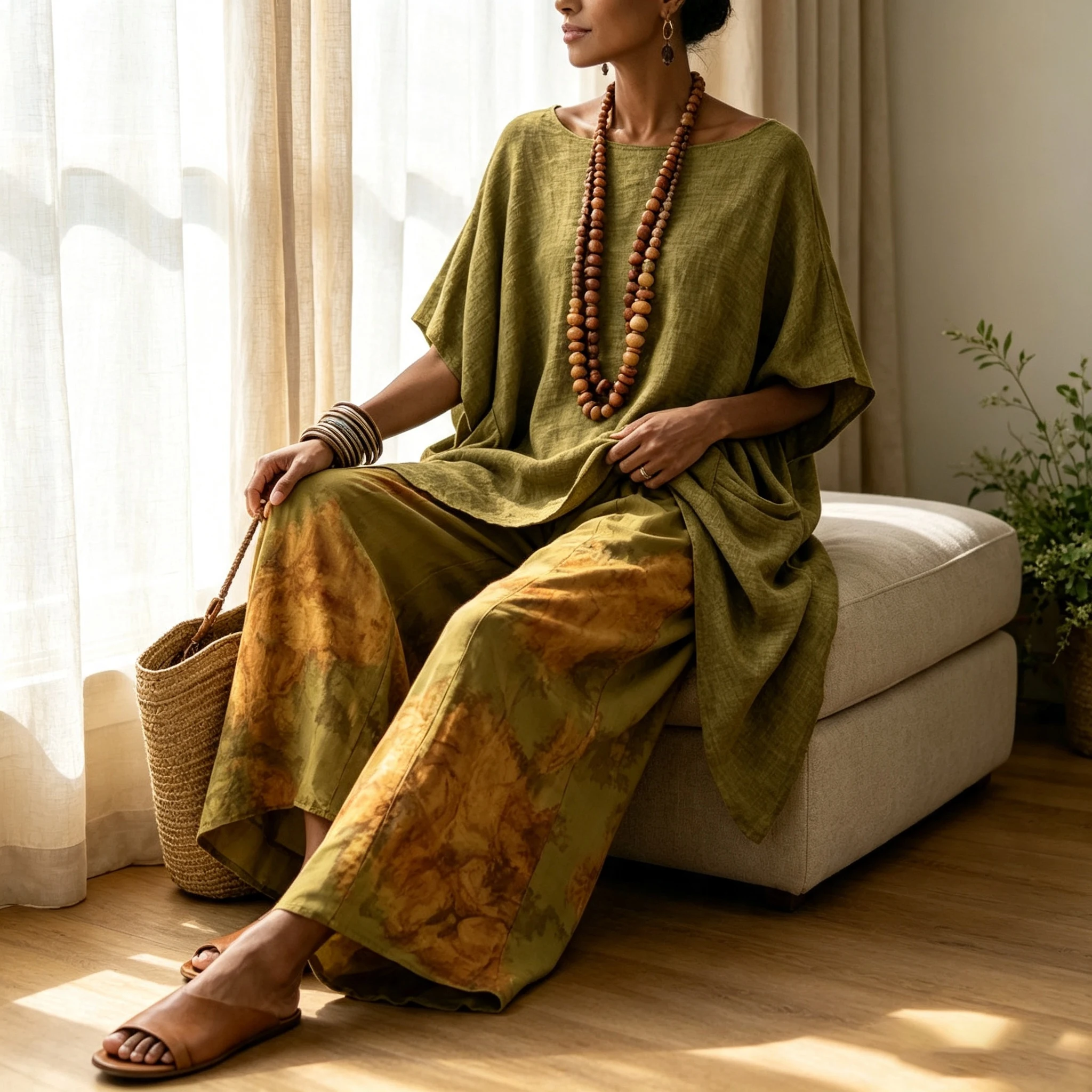 Damski lniany dwuczęściowy zes – Linen Pant Wide recenzja i cena